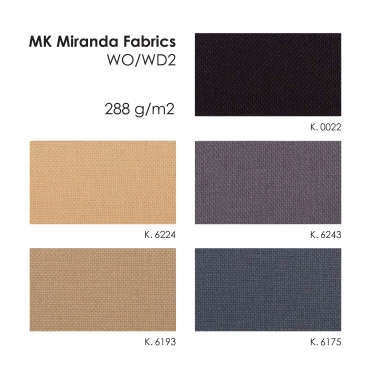 MK Miranda Fabrics vandeniui atsparūs audiniai (neperšlampami), 288 g/m2